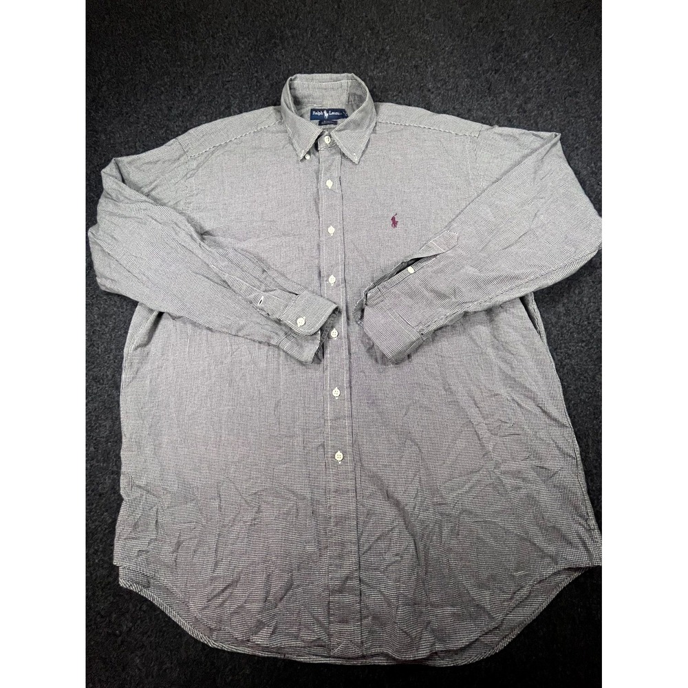 Ralph Lauren Blake Button Down Shirt Men's Large Gray Cotton Collared Round Hem - Picture 1 of 7